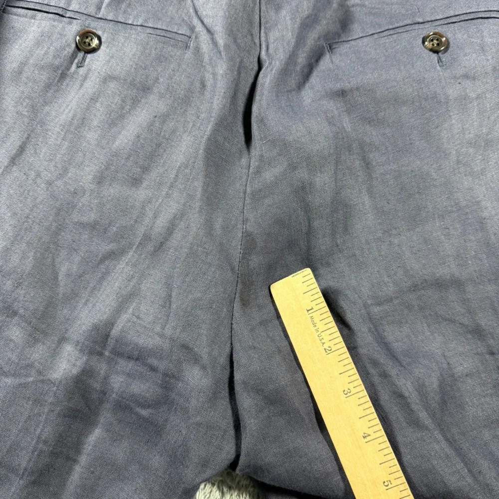 Todd Snyder Trousers Men 32x30 Navy Blue 100% Hemp Dress Pants Made in Portugal